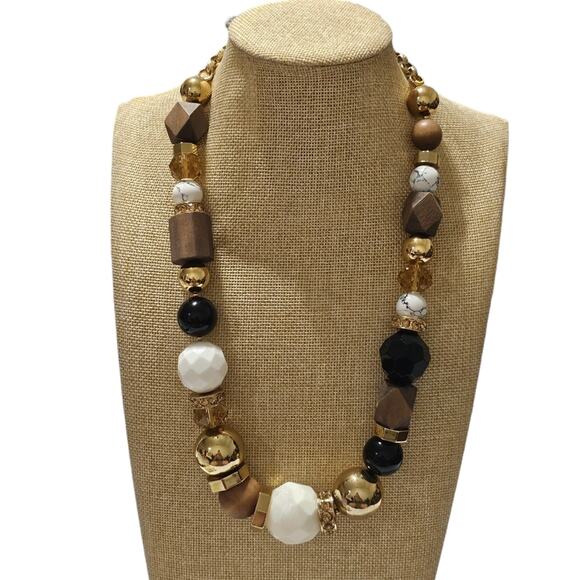 Kate Spade Chunky Beaded Neutral Statement Necklace - Picture 1 of 12